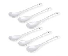 Schramm® 6 Stück Porzellan Eierlöffel weiss Eier Löffel Teelöffel Servierlöffel Kaffeelöffel Dessertlöffel Mokkalöffel Dip Löffel