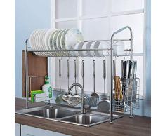 Xue-Shelf Geschirrtrockner über der Spüle Professioneller Geschirrträger Edelstahl-Mehrzweck-Geschirrabtropfer mit großer Kapazität Küchenregal