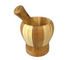 Unbekannt Mörser aus Holz mit Stößel Zerkleinerer Streifen breit