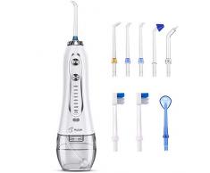 BESTOPE Munddusche mit 5 Modi, Water Jet Munddusche Elektrische Kabellos Mundduschen 8 Düsen Wasser Flosser, IPX7 Wasserdicht USB Aufladen Zahnreiniger, 300ML Oral Irrigator für Zuhause Reise