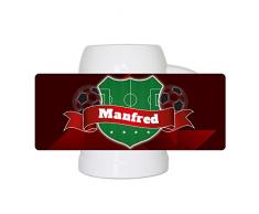 Fußball-Bierkrug mit Namen Manfred und schönem Fußball-Wappen - Fan-Bierkrug personalisiert - Deutschland-Krug - Bierhumpen