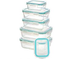 KICHLY Glas-Frischhaltedosen 12 Stück [6 Behälter + 6 Deckel] - Glasbehälter - Transparente Deckel - BPA frei - für Home Küche oder Restaurant