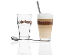 Leonardo Solo Latte-Macchiato Set, Kaffee-Gläser inklusive Löffel, spülmaschinengeeignete Glas-Becher, 4er Set, 410 ml, 042555