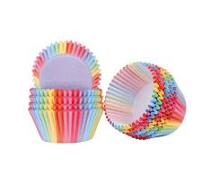 QH-shop Cupcake Wrapper Regenbogen Papier Fällen Liners Muffin Backförmchen für Dessert Hochzeit Geburtstag Party 200 Stück