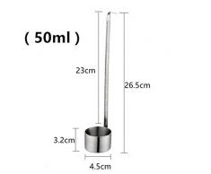 JYSLI Leichtbau Edelstahl Schöpfkelle Löffel mit Haken Küche Bar Werkzeuge for Sauce Öl Kaffee Bier Scoop hängen Liquor Löffel Mess Waage (Color : 50ML)