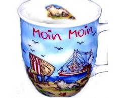 Porzellan- Mini- Tasse, Kaffeepott, Schnapspöttchen, Espresso- Moin Moin maritim- deutsches Produktdesign