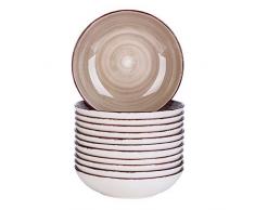 Vancasso Suppenteller Steingut, Bella 12 teilig Tiefteller, Geschirr Tellerset Suppenschalen, handbemalt