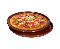 MamboCat Pizzateller 2er Set Ton Teller 2,5 x Ø 32 cm I Mediterranes Geschirr Set Antike Teller in hochwertiger Handarbeit I Ton Platte Wikinger Teller Mittelalter Teller Set Ton Geschirr Glasiert