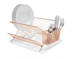 simpywire Abtropfgestell, zusammenklappbar, mit Besteckhalter, Kupfer