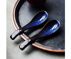 Good Life Japanische Art blau Keramik Suppe Löffel Retro Ramen Schüssel Suppe Löffel Reis Löffel kreative Löffel