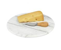 mDesign Servierplatte – rundes Tablett aus Marmor für Küche, Esszimmer, Bad oder Schlafzimmer – ideal als kleine Wurst- und Käseplatte oder Frühstückstablett – marmorgrau