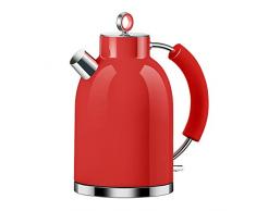 Wasserkocher Edelstahl, ASCOT Elektrischer Wasserkessel, 2200 W, 1,6 liter, Retro Design, kabelloser Teekocher, BPA frei, Trockengehschutz, automatische Abschaltung,(Rot)