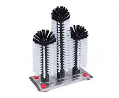 BÜMAG eG Profi Gläserspülbürste mit 3 Säulen (18/24/18 cm) - mit großer Aluminium-Saugplatte - Gläserbürste - Spülbürste für Gläser