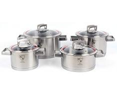 K&H® Unique Topfset mit Glasdeckel, Induktionsgeeignet, Edelstahl rostfrei 18/10 poliert (4-teilig 707)