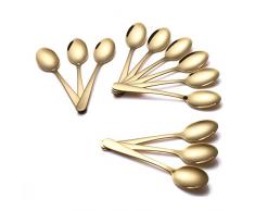 Buyer Star 12 Stück Kaffeelöffel Gold 14cm Teelöffel 304 Edelstahl Mini Löffel für Zucker Dessert Kuchen Espresso Demitasse EIS Gold Coffee Teaspoons