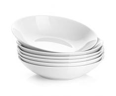 Y YHY Salatschüssel/Pastaschüssel, 650 ml, Porzellan, Suppenschüssel-Set, flach und weiß, 625 ml, 6er-Set
