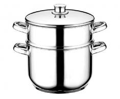 Schillerbach Dämpfer 7,5 Liter mit Dämpfereinsatz - Gemüsedämpfer Topf mit Siebeinsatz - Couscouskocher - Kartoffelkocher aus Edelstahl Ø 24cm mit Topfdeckel - Kochtopf induktionsgeeignet