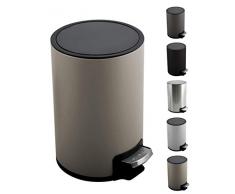 Spirella Kosmetikeimer 3 Liter Edelstahl mit Absenkautomatik und Inneneimer Riku Badezimmer Mülleimer Softclose Abfalleimer Taupe