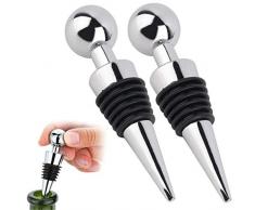 Serria® Weinflaschenverschluss Edelstahl, Weinflaschenverschluss mit Champagnerverschluss aus Silikon, Champagnerverschluss, Champagner-Schoner Vakuum für lang anhaltende Frische. Silber