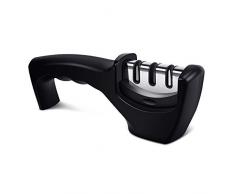 BROTOU Messerschärfer, 3 Stufen Classic Manuelle Messerschleifer, Diamantstäbe für Grobschliff, Wolframstahl für mittelfeinen Schliff und Spezialkeramik für Feinschliff