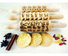 Prägung Nudelhölzer KATZEN 3-er SET Kinder Teigrolle für hausgemachtes Gebäck.