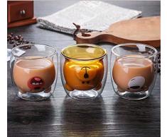 Niedlich Tasse Weihnachten Kaffeetasse Kleiner Bär Muster Milch doppelwandiger Glasbecher Geeignet als Weihnachtsgeschenk(White Bear)