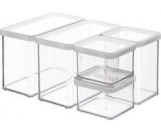 Rotho Premium Loft 5er Set Vorratsdosen , Kunststoff (BPA-frei), transparent/weiss, verschiedene Größen