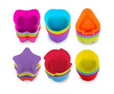 Rose Kuli Silikon-Backformen Cupcake-Formen – wiederverwendbare Silikon-Backförmchen, Antihaftbeschichtung, hitzebeständig, Cupcake-Förmchen, 36 Stück
