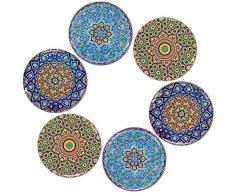 BOHORIA Premium Design Untersetzer 6er Set Dekorative Untersetzer fur Glas, Tassen, Vasen, Kerzen auf ihrem Holz-, Glas- oder Stein- Esstisch Boho Edition,Mosaique