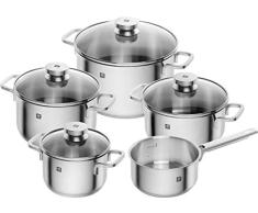 Zwilling 66670-000-0 Focus Topfset, 5-teilig, Glasdeckel, induktionsgeeignet, spülmaschinengeeignet, Rostfreier 18/10 Edelstahl