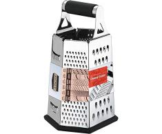 KICHLY [6 Seite ] Reibe - Edelstahl Vierkantreibe - 24 cm Höhe - Lebensmittelreibe für Hart- & Weichkäse, Gemüse, Ingwer, Zitrone, Orange, Nüsse