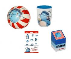 Der Grolltroll Die Spiegelburg 4-TLG. Zubehör zum Lern- und Spiel-Set 15518 15405 15791 15230 Melamin-Becher + Knautschball + Tattoos + Stempelturm