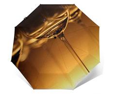 Auto Öffnen Schließen Dreifachgefalteter Reiseregenschirm, Bar Glas Rotwein Kelch Winddicht Wasserdicht Taschenschirm Außenwanddruck Sonnenschirm