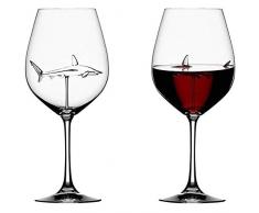 Hankyky italienische Rotweingläser aus Kristallglas Lustige Hai Tasse, PersöNlichkeit und Schlichte Weißweinkelche,Ideale Geschenkidee, Perfekt für zu Hause, Restaurants Partys,Hause, Bar