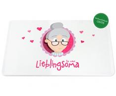 MyOma Großeltern -Schneidebrettchen Oma aus Kunststoff- Oma Frühstücksbrett spülmaschinenfest 25x15cm mit Druck „Für Meine Lieblingsoma“–Geschenk Oma Weihnachten +Gratis Karte