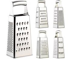 Rosenstein & Söhne Küchenreibe: Hochwertige Vierkantreibe aus Edelstahl mit extra scharfen Reiben (Gurkenhobel)