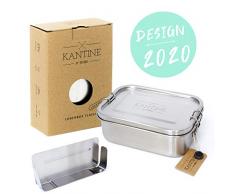 Kantine 51° Nord ® Lunchbox Classic | NEU 2020 | Auslaufsichere 800ml Edelstahl Brotdose mit 2 Fächern durch Flexible Trennwand
