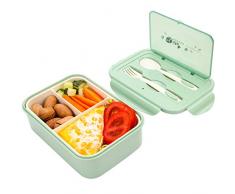 Kinder Lunchbox unterteilung,brotbox Kinder bpa frei,Picknick Ausflug Lunchbox Kinder,Kinder Lunchbox mit fächern,Kinder Bento Box (Grün)