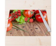 Wandkings Glasschneidebrett „Leckeres Gemüse“ - Glasschneideplatte, Schneidebrett aus Glas, Frühstücksbrettchen