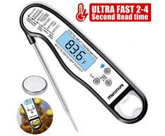 Meromore Fleischthermometer Grillthermometer, IP67-wasserdicht Küchenthermometer, bratenthermometer mit LCD Bildschirm & Magnet, Digital Kochthermometer für Küche, Braten, BBQ, Grillen