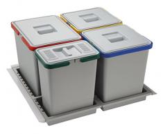 ELLETIPI Metropolis ptc28 06050 2 F C10 PPV Mülleimer Mülltrennung-Schublade, grau, 51 x 46 x 28 cm