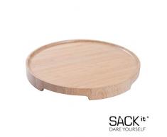 SACKit – TRAYit Tablett aus weißem Eichenholz - Tablett/Servierbrett aus Holz – Perfekt für Servierungen im Bett, in der Küche oder auf der Terrasse - 51 cm rund - Dänisches Design und Qualität