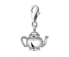 Quiges Charms Anhänger Versilbert Teekanne Versilbert Damen Schmuck für Bettelarmband