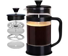 [1 Liter/ 1000 ml] Kaffeebereiter mit Edelstahl Filter - French Press Kaffeemaschine - Französische Kaffeepresse - Französisches Pressensystem - Schwarz - KICHLY