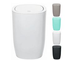 Spirella Design Kosmetikeimer Pure Treteimer Schwingdeckeleimer Abfallbehälter mit Schwingdeckel 5 Liter (ØxH): 17 x 25 cm Weiß