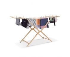 Relaxdays Wäscheständer Bambus, faltbarer Flügeltrockner m. 13m Trockenlänge, Wäschehalter HBT 101x184x60 cm, natur