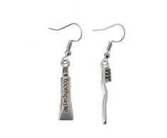 jiheousty Kreative Antik Silber Handschellen Klinge Zahnbürste Dollar Ohrringe Schmuck