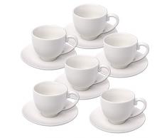 Schramm® Espressotassen Set 12-teilig 6 Espresso Tassen mit 6 Untertassen 75 ml Espressotassenset Kaffee Tassen Tasse Set