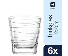 Leonardo Vario Struttura Becher klein, 6-er Set, 250 ml, Trinkglas mit eingepresstem Dekor, spülmaschinenfest, 019449