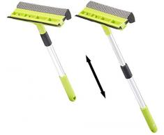 PEARL Fensterabzieher Auto: 2in1-Glas- & Fensterreiniger, Schwamm, Abzieher, ausziehbar bis 50 cm (Scheibenabzieher)